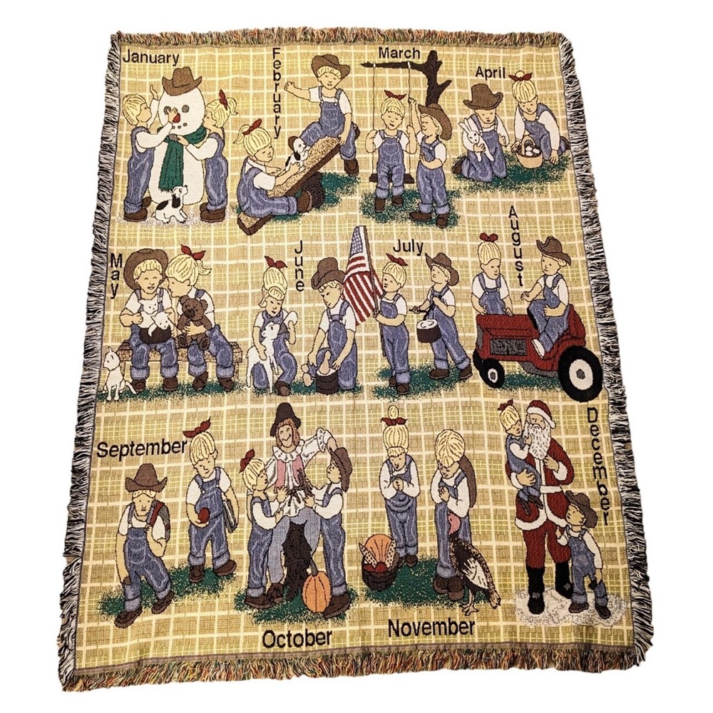 Farmhouse Themed Calendar Woven Blanket